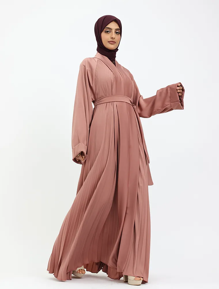Peach Pleated Silhouette Abaya